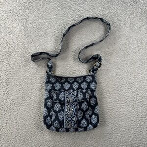 Vera Bradley Crossbody Bag Blue Paisley Triple Zip Adjustable Strap Travel